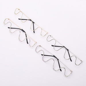 ZUEE Wave Diamond Steampunk Sunglasses Frames Sunglasses Frames Rhinestone Eyeglasses Frames For Women Men Eyewear Decoration