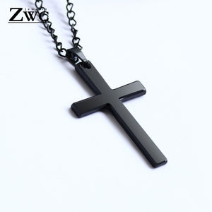 Fashion Stainless Steel Cross Gold Silver Color Necklace for Women Men Vintage Chain Crystal Pendant Long Necklaces Jewelry