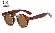 Carica l'immagine nel visualizzatore di Gallery, ZXRCYYL 2022 Vintage Round SteamPunk Flip Up Sunglasses Classic Double Layer Clamshell Design  Sun Glasses Oculos De Sol