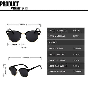 ZXRCYYL Classic Semi Rimless Sunglasses  Men Women Brand Designer Driving sport  Metal Frame Sun glasses