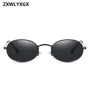 ZXWLYXGX 2023  Retro Small Metal Frame Steampunk Sunglasses Women Men Vintage Oval Sun Glasses Vintage Eyewear oculos