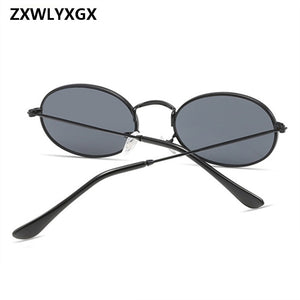 ZXWLYXGX 2023  Retro Small Metal Frame Steampunk Sunglasses Women Men Vintage Oval Sun Glasses Vintage Eyewear oculos