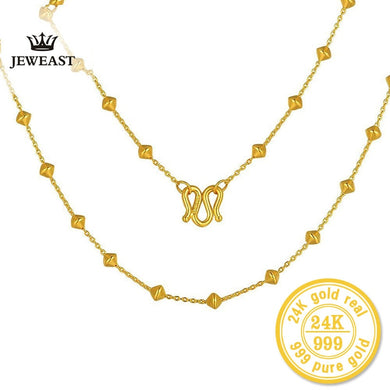 ZZZ 24kPure Gold Beaded Interval Simple New Necklaces Simple and Classic Meticulous Process Stylish and Beautiful 999 Solid Gold