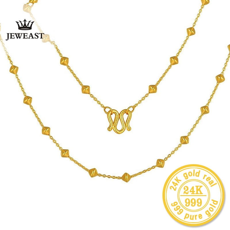 ZZZ 24kPure Gold Beaded Interval Simple New Necklaces Simple and Classic Meticulous Process Stylish and Beautiful 999 Solid Gold