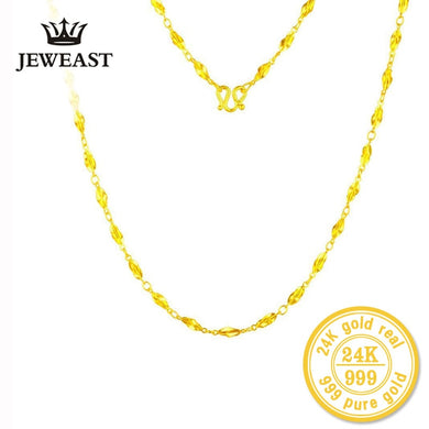 ZZZ 24k Pure Gold Necklaces Long Chain Wedding Fine Jewelry For Women Exquisite Romantic Lady Gift Upscale Hot Sell