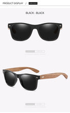 Load image into Gallery viewer, Zebra Wood Sun Glasses for Men Women Polarized Handmade Bamboo Frame Leg Sungalss Designer Driving Anti-UV Glasses Oculos De Sol