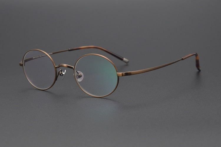 Zerosun Small Round Eyeglasses Frames Male Women Titanium Glasses Men Lennon Spectacles Vintage Retro Eyewear Gold Ultralight