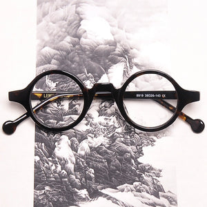 Zerosun Small Round Eyeglasses Men Women 36mm Narrow Acetate Glasses Frame Vintage Nerd Eyewear Spectacles Optic Prescription
