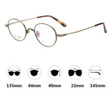 Load image into Gallery viewer, Zerosun Titanium Eyeglasses Men Small Round Glasses Frame Man Vintage Lennon Spectacle Myopia Anti Blue Photochromic Progressive