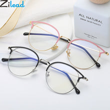 Load image into Gallery viewer, Zilead Anti Blue Light Round Cat Eyes Eyeglasse Frame Women&amp;Men Computer Eye protection Eyewear Optical Spectacle Glasses Unisex