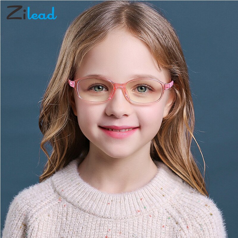 Zilead Children Glasses Anti Blue Ray Colored Frame Glasses Flat Transparent Lens Spectacles Kids Frame For Boys and Girls TR90