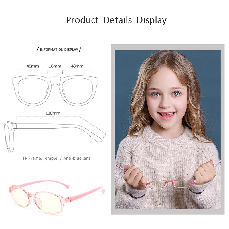 Zilead Children Glasses Anti Blue Ray Colored Frame Glasses Flat Transparent Lens Spectacles Kids Frame For Boys and Girls TR90