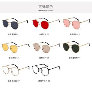 Fashion Clear Lens Metal Frame Sunglasses Retro Woman Glasses  Male Sun Glasses Round Gold UV400 Birthday Gift Items