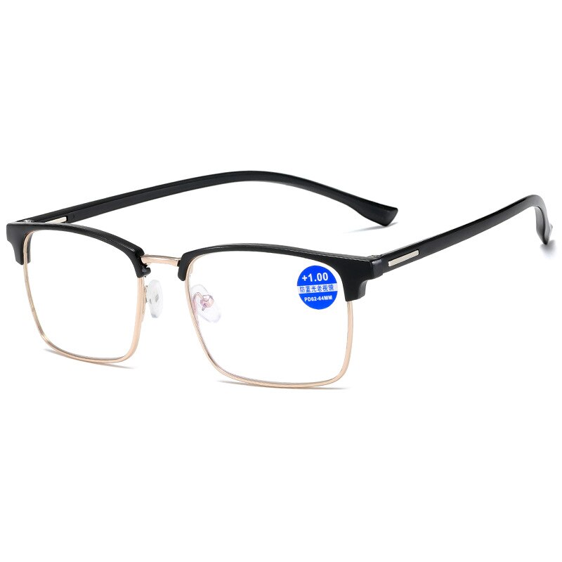 Zilead TR90 Reading Glasses Men's Business Metal Presbyopic Eyewear Half-frame Anti-blue Light Reading Eyeglasses+1to+4
