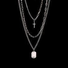 Load image into Gallery viewer, Multi-Layer Long Chain Necklace Punk Cross Pendant Necklace for Women Men Metal Chains Hip Hop Goth Jewelry Gifts