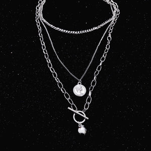 Multi-Layer Long Chain Necklace Punk Cross Pendant Necklace for Women Men Metal Chains Hip Hop Goth Jewelry Gifts