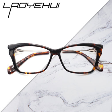 acetate cat eye square rectangle eyeglasses frames customizable transparent fake glasses without diopters Women myopia