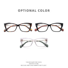 Load image into Gallery viewer, acetate cat eye square rectangle eyeglasses frames customizable transparent fake glasses without diopters Women myopia