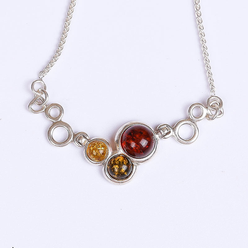 amber pendant genuine fashion female 925 silver mosaic distribution water droplets clavicle necklace factory direct