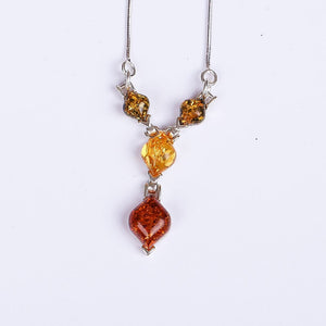 amber pendant genuine fashion female 925 sterling silver mosaic distribution water droplets clavicle necklace factory direct