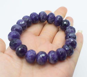 amethyst roundel faceted 10*14mm bracelet 7.5inch wholesale beads nature handcraft