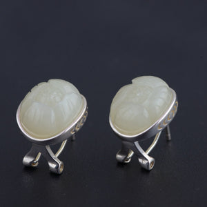 ancient ways women first act the role ofing is tasted with pure manual hetian peony ear earrings