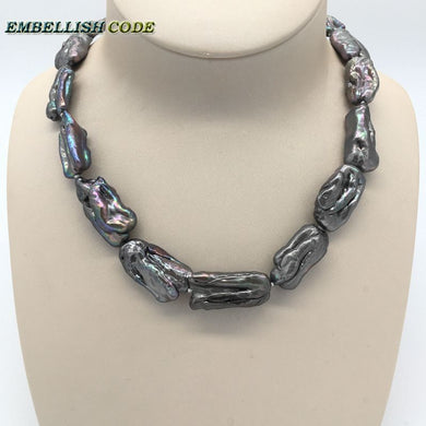 baroque summer style pearls statement necklace Irregular square black gr pearls natural Cultured pearl elegant jewelry women