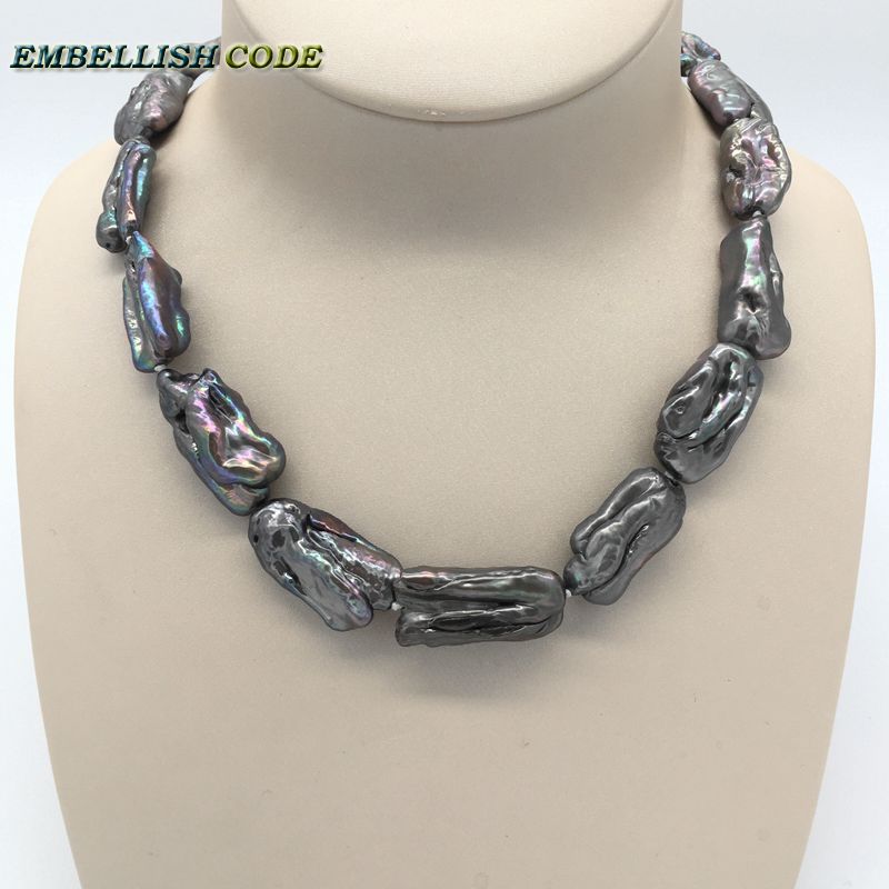 baroque summer style pearls statement necklace Irregular square black gr pearls natural Cultured pearl elegant jewelry women