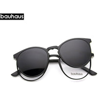 Load image into Gallery viewer, bauhaus Magnet Eyeglasses Full Rim Optical Frame Prescription Spectacle Round Vintage Myopia polarization Sunglasses Anti Glare