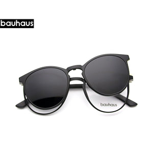 bauhaus Magnet Eyeglasses Full Rim Optical Frame Prescription Spectacle Round Vintage Myopia polarization Sunglasses Anti Glare