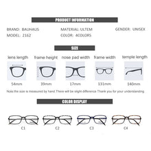 Load image into Gallery viewer, bauhaus ultem Glasses Frame Unisex Ultralight Square、Ultrafine border Myopia Prescription Eyeglasses Metal Full Optical Frame