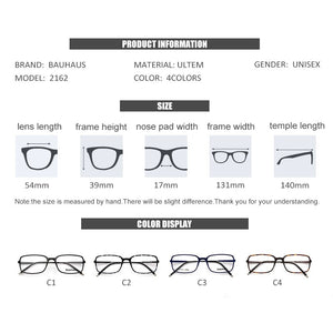 bauhaus ultem Glasses Frame Unisex Ultralight Square、Ultrafine border Myopia Prescription Eyeglasses Metal Full Optical Frame