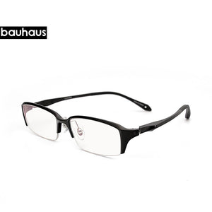bauhausOptical Glasses Frame Men Ultralight Square Prescription Eyeglasses Male Semi Rimless Half Myopia Screwless Eyewear