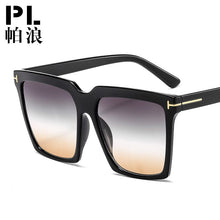 Load image into Gallery viewer, big square  logo sunglasses women men 2023 uv400 green leopard tea trendy sun glasses oversized oculos de sol feminino