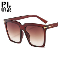 Load image into Gallery viewer, big square  logo sunglasses women men 2023 uv400 green leopard tea trendy sun glasses oversized oculos de sol feminino