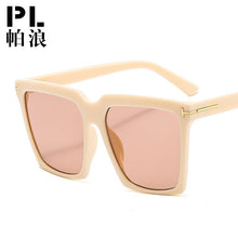 Load image into Gallery viewer, big square  logo sunglasses women men 2023 uv400 green leopard tea trendy sun glasses oversized oculos de sol feminino