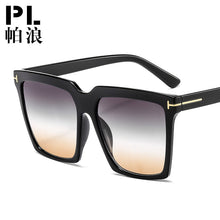 Load image into Gallery viewer, big square  logo sunglasses women men 2023 uv400 green leopard tea trendy sun glasses oversized oculos de sol feminino