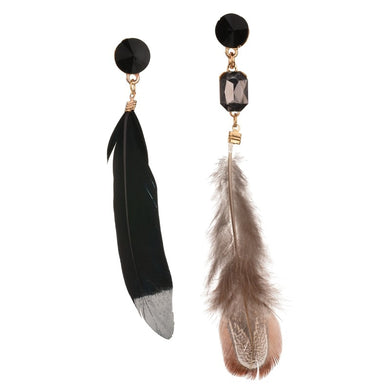 big star street party nightclub fashion square luxurious Crystal Asymmetry bohemia Feather charm long Stud Earring Women