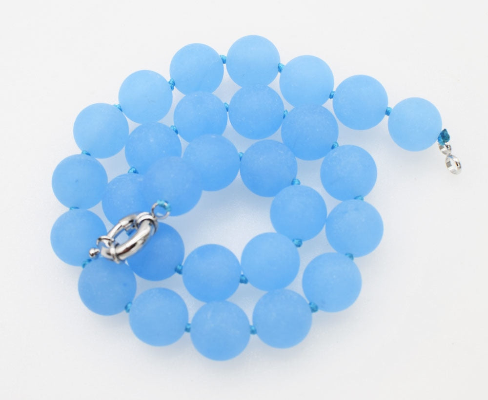 blue agate blurry round 12/14mm necklace 17inch wholesale beads nature woman 2018