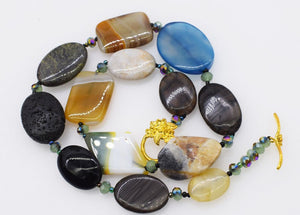 blue agate jade mix-color shape necklace 19inch wholesale beads nature