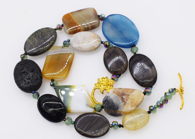 blue agate jade mix-color shape necklace 19inch wholesale beads nature