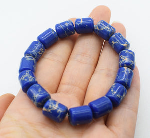 blue jasper pillar 10*12mm bracelet 7.5inch wholesale beads nature gemstone