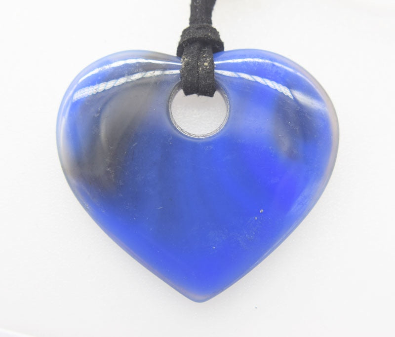 blue purple heart agate 18inch pendant 40*45mm pearl necklace wholesale beads nature
