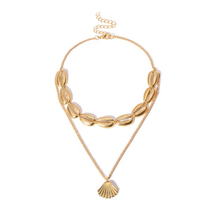 boho Hawaiian cowrie Gold Sea Shell Necklace Choker Jewelry Bohemian Beach Tassel Necklace Shell Gold Chain For Women Chocker