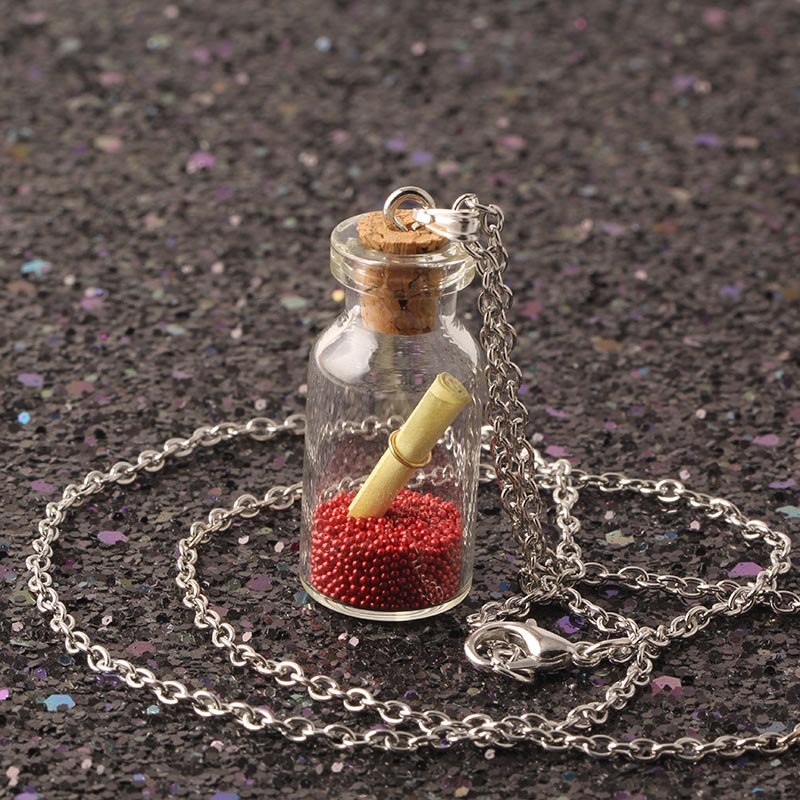 boy love confession girl gift fashion jewelry 2017 silver chain cute Glass Wishing bottle necklaces & pendants For Women NZ2197
