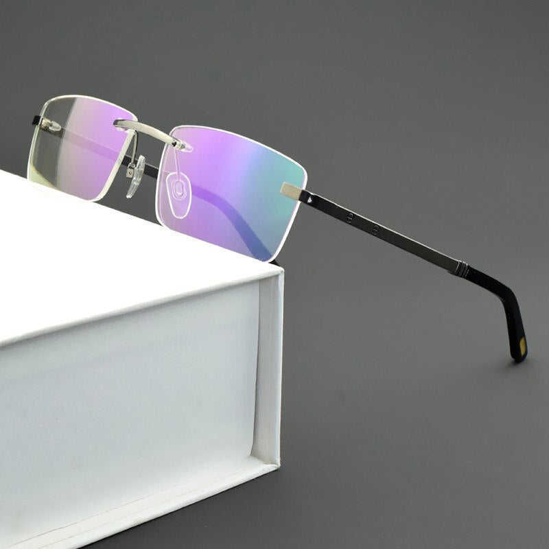 brand Titanium Glasses Frame Men 2023 Women Rimless Prescription Square Eyeglasses Frames Myopia Optical Eyewear spectacles