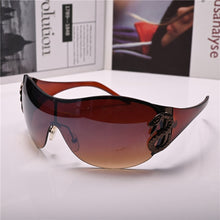 Load image into Gallery viewer, brown Women Sunglasses One-piece Lens Sun Glasses for Female Anti Reflection Steampunk Driving Small Face
