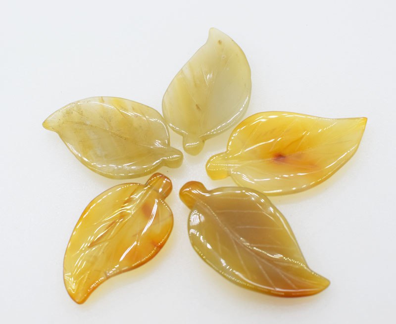 brown carved leaf agate pendant 25*50mm wholesale beads nature