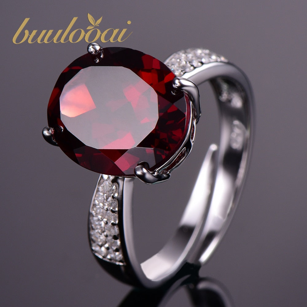 Genuine 5.5ct Natural Garnet Gemstone Rings For Women Wedding Jewelry Real 925 Sterling Silver Fine Jewelry