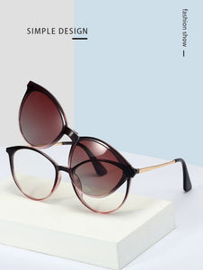 cat eye Magnet Sunglasses female 2022 eyeglasses Polarized High Quality Clip On Myopia Prescription Glasses Frame women eyewear